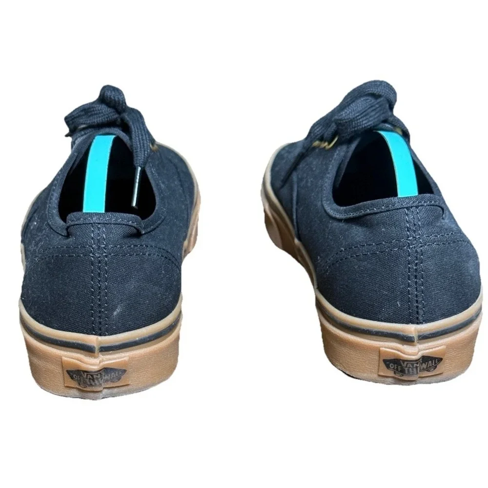 Vans Off the Wall Black Gum Sneaker Lace-up Canvas Shoes Unisex Size 8 M 9.5 W